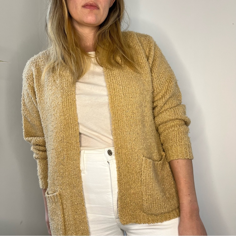 Vintage Alicia Tan Knobby Knit Open Front Sweater Cardigan